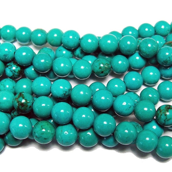 Natural 6mm Turquoise Howlite Round Beads Genuine Gemstone