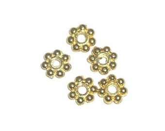 Natural 4mm Approx. 200 Beads Gold-Plated Daisy Beads Genuine Gemstone