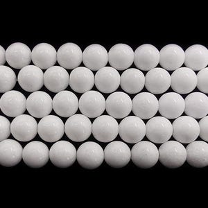 Natural 10mm White Jade Round Beads Genuine Gemstone