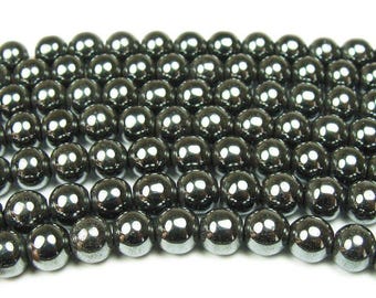Natural 4mm Iron Gray Hematite Smooth Round Beads Genuine Gemstone