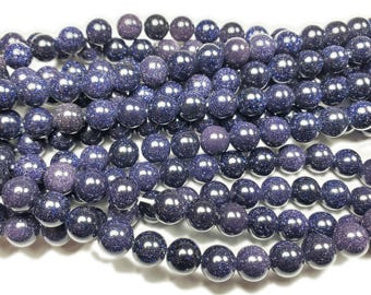Natural 4mm Blue Goldstone Round Beads Genuine Gemstone