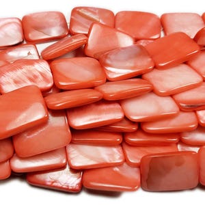 Natural 15x20mm Red Mother Of Pearl Red Rectangle Beads Genuine Gemstone