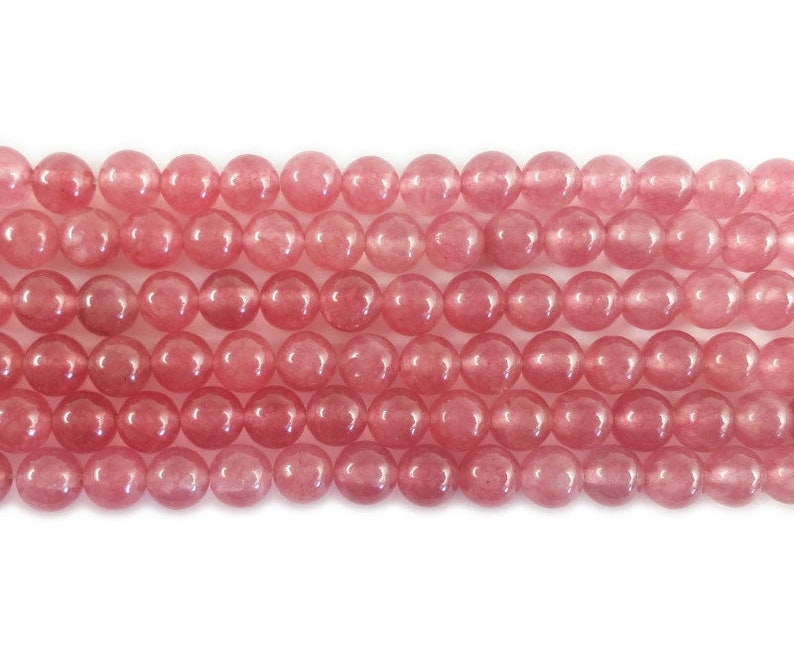 Natural 6mm Watermelon Red Jade Round Beads Genuine Gemstone Etsy