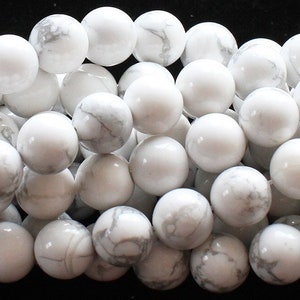 Natural 10mm White Howlite Round Beads Genuine Gemstone
