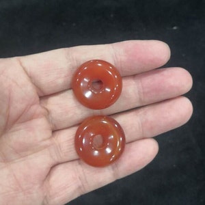 35mm Carnelian Donut Pendant Genuine Natural Gemstone