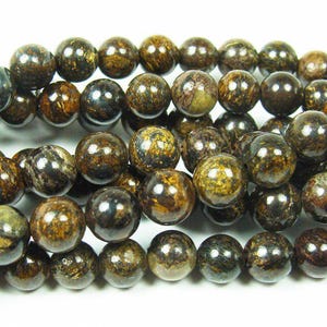 Natural 8mm 15.5 Inches Bronzite Smooth Round Beads Genuine Gemstone