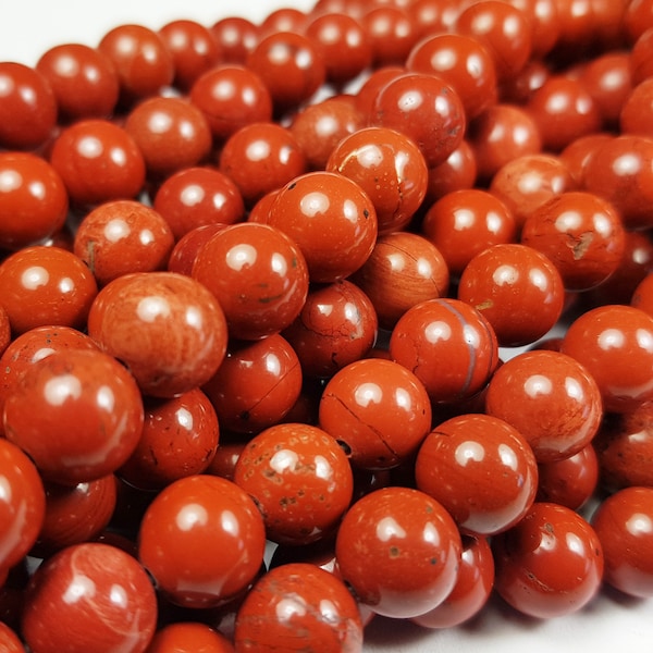 Natural 8mm Red Jasper Round Beads Genuine Gemstone