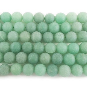 Natural 6mm Green Aventurine Matte Round Beads Genuine Gemstone