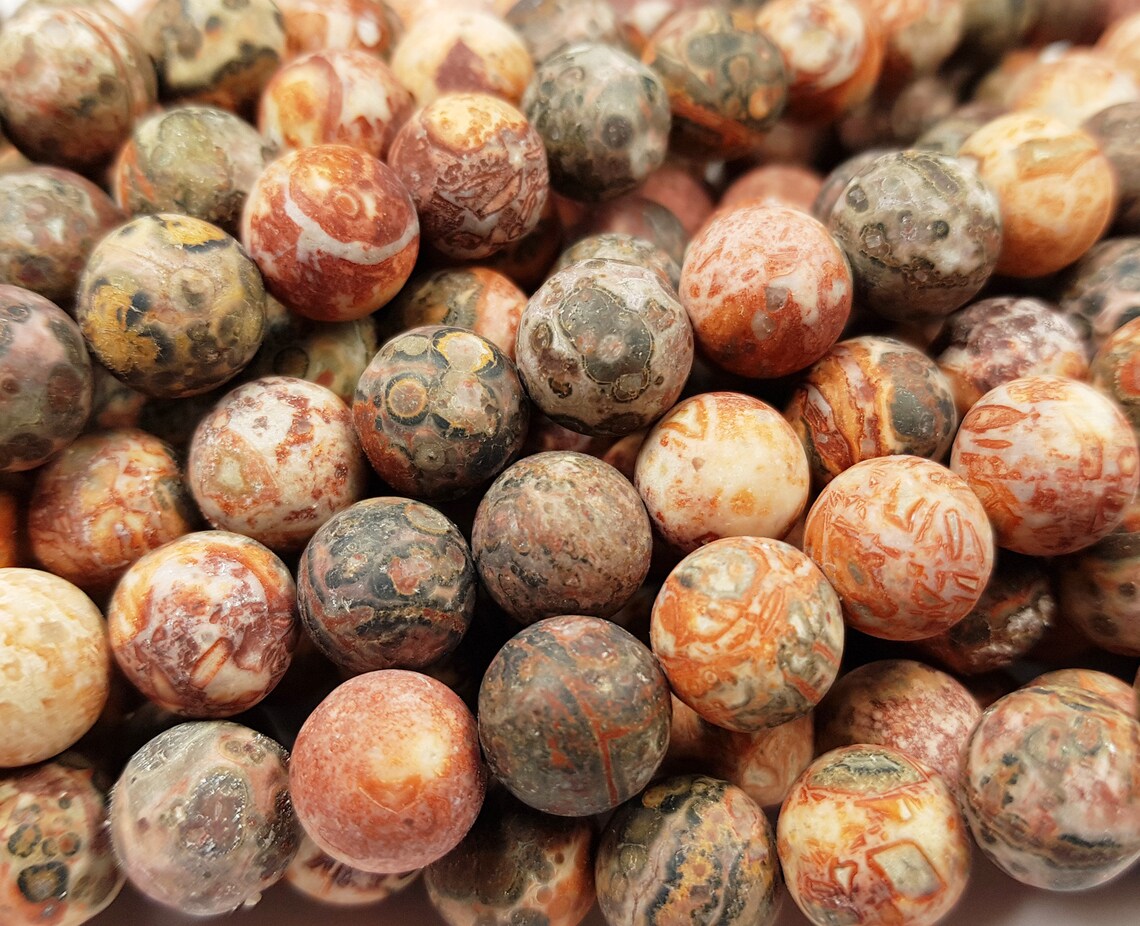 Natural 10mm Red Leopard Skin Jasper Matte Round Beads Genuine Etsy