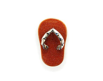 Natural 23x40mm Goldstone Slipper Pendant Genuine Gemstone