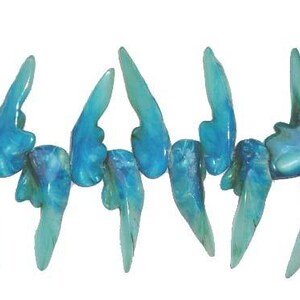 Natural 11x32mm-14x45mm Blue Mother Of Pearl Shell Tooth-Shaped Beads Genuine Gemstone