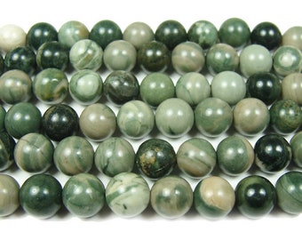 8MM RUSSIAN GREEN SERPENTINE GEMSTONE GRADE AAA ROUND 8MM LOOSE BEADS 15.5" 8MM RUSSIAN GREEN SERPENTINE GEMSTONE GRADE AAA ROUND 8MM LOOSE BEADS 15.5"