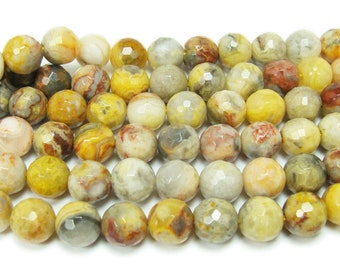 Natural 6mm 15.5 Inches Crazy Lace Agate Faceted Round Beads Genuine Gemstone