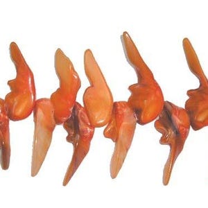 Natural 11x32mm-14x45mm Mother Of Pearl Shell Orange Tooth-Shaped Beads Genuine Gemstone
