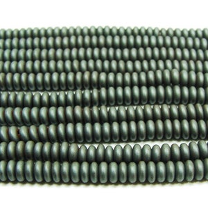 Natural 2x4mm Hematite Dark Gray Matte Rondelle Beads Genuine Gemstone