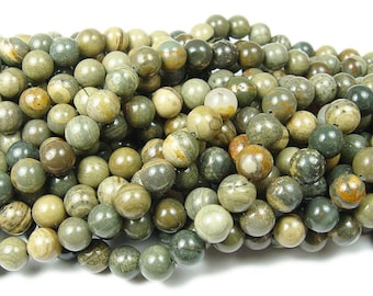 Natural 4mm Silver Leaf Agate Smooth Round Beads Genuine Gemstone