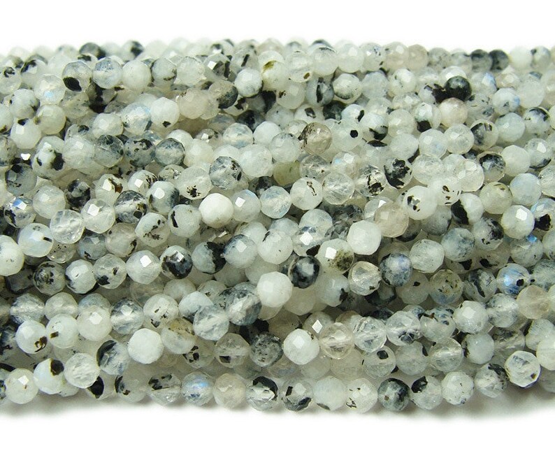 Natural 3mm Finely Cut Matrix Moonstone Faceted Beads Genuine Gemstone