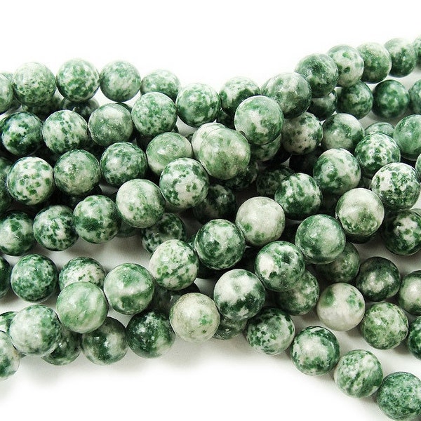 Natural 6mm Green Spot Jasper Round Beads Genuine Gemstone