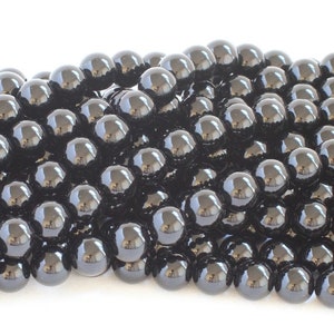 Natural 4mm Black Onyx Smooth Round Beads Genuine Gemstone