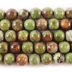 Natural 12mm African Green Opal Round Beads Genuine Gemstone