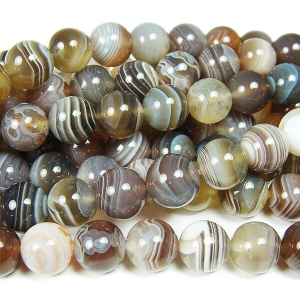 Natural 8mm High Quality Botswana Agate Round Beads Genuine Gemstone