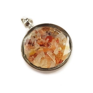 40mm Carnelian Aventurine In Round Glass Pendant Genuine Natural Gemstone