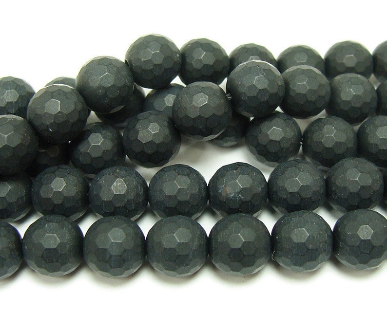 Natural 10mm 15.5 inches Black matte agateonyx faceted round beads Genuine Gemstone