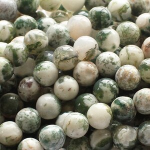 Natural 12mm Tree Agate Round Beads Genuine Gemstone