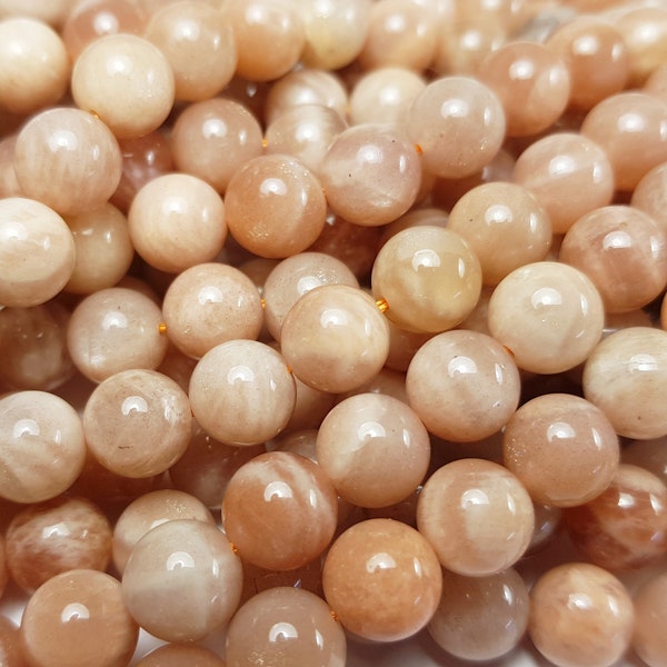 Natural 8mm Sunstone Round Beads Genuine Gemstone