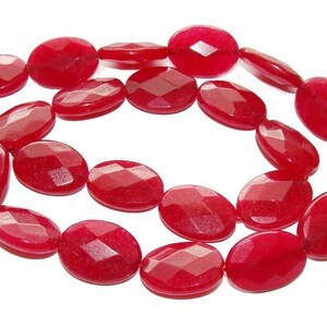 Natural Dyed Faceted Oval Beads 13x18mm Ruby Jade Faceted Oval Beads Genuine Gemstone