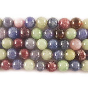 Natural 8mm Multi Color Ruby Tanzanite And Sapphire Round Beads Genuine Gemstone