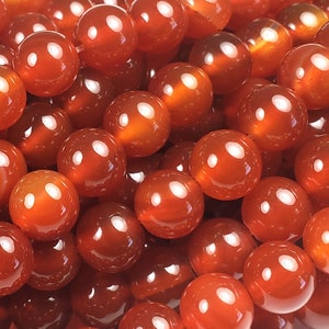 Natural 8mm Red Carnelian Round Beads Genuine Gemstone