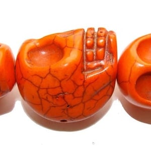 Natural 23x30mm Priced For One Piece Orange Howlite Skull Pendant Genuine Gemstone