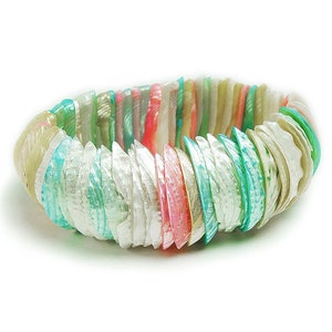 7 Inches Multi Color Shell Stretch Bracelet