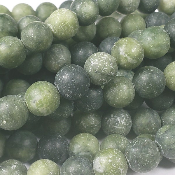 Natural 8mm 15.5 Inches Taiwan Green Jade Matte Round Beads Genuine Gemstone