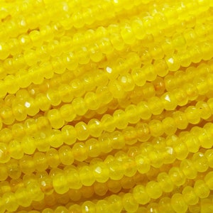 Natural 2x3mm Bright Yellow Jade Faceted Rondelle Beads Genuine Gemstone