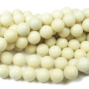 Natural 10mm Ivory Jade Smooth Round Beads Genuine Gemstone