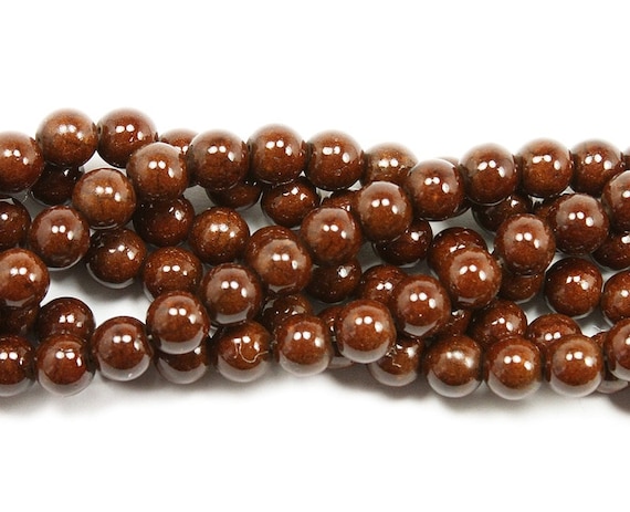 Natural 10mm Coffee Brown Howlite Glossy Round Beads Genuine