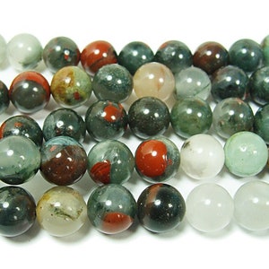 Natural 10mm African Blood Quartz Round Beads Genuine Gemstone