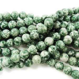 Natural 4mm Green Spot Jasper Round Beads Genuine Gemstone