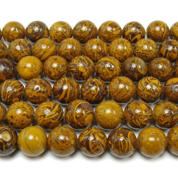 Natural 8mm 15.5 Inches Elephant Skin Jasper Round Beads Genuine Gemstone