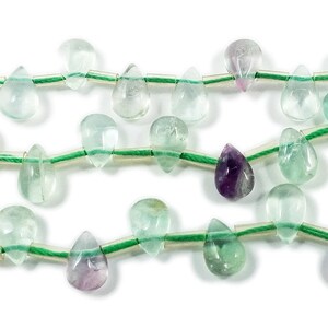 Natural 6x9mm Rainbow Fluorite Small Teardrop Beads Genuine Gemstone
