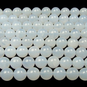 Natural 10mm Chalcedony Smooth Round Beads Genuine Gemstone