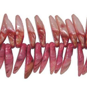 Natural 11x32mm-14x45mm Mother Of Pearl Shell Red Tooth-Shaped Beads Genuine Gemstone