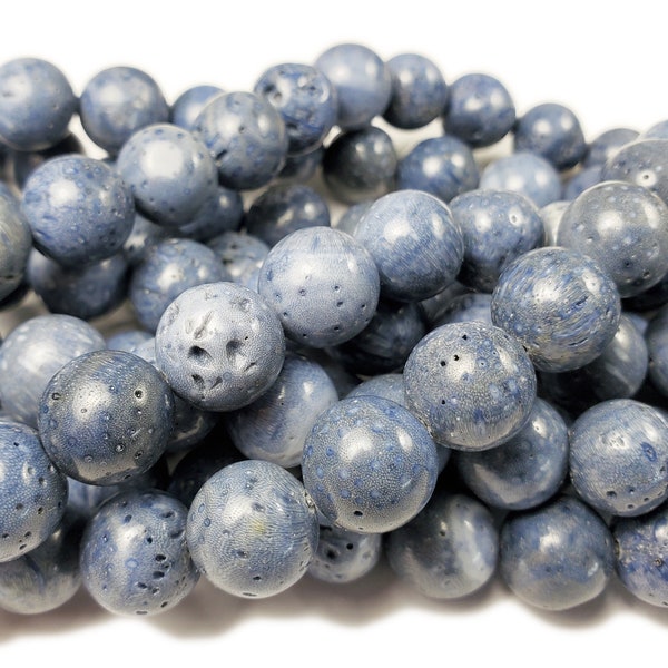 Natural Round Beads 10mm Blue Sponge Coral Round Beads