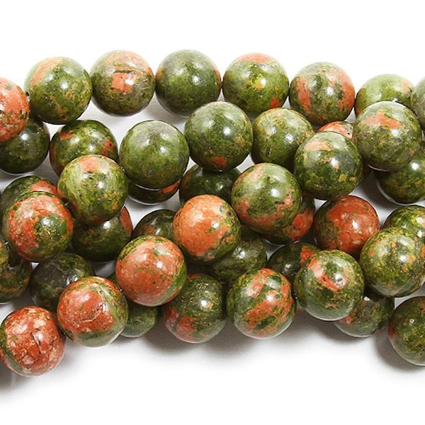 Natural 8mm Unakite Round Beads Genuine Gemstone