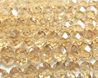 Perles de verre facettées naturelles sépia, finition AB, 4 x 6 mm, véritable pierre précieuse