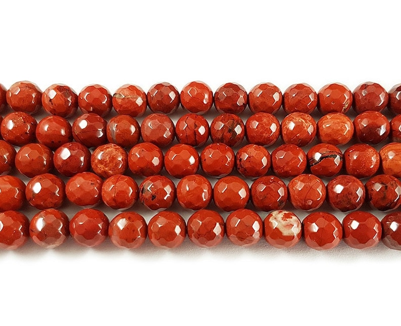 Natural 6mm 15 inches Red jasper faceted round beads Genuine Gemstone