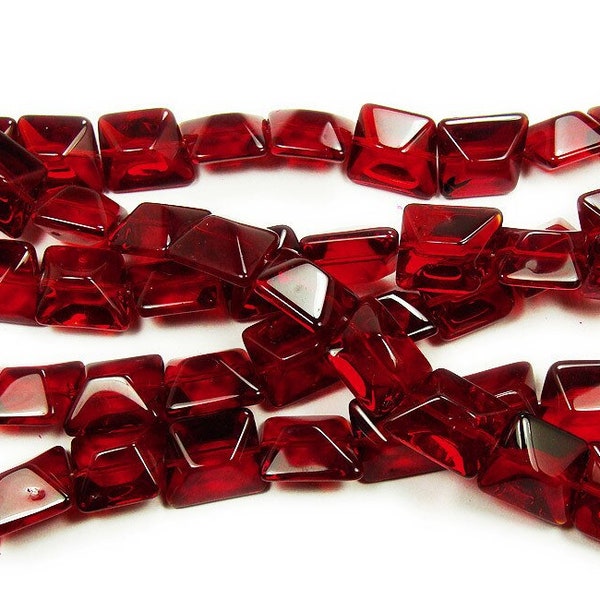 14x16mm 12 Inches Dark Ruby Red Glass Faceted Nugget Beads man-made synthetic beads wholesale