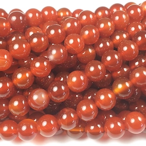 Natural 12mm Red Carnelian Round Beads Genuine Gemstone
